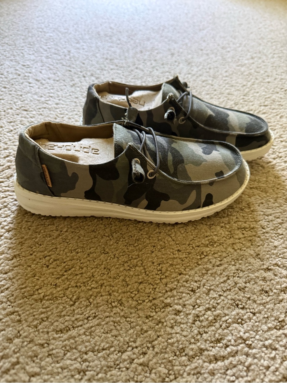 Hey Dude Camo Slip-On Loafers in Olive & Black